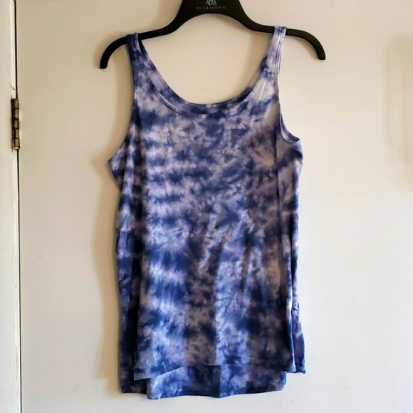 Blue & White Tie Dye Tank Top - Picture 1 of 2